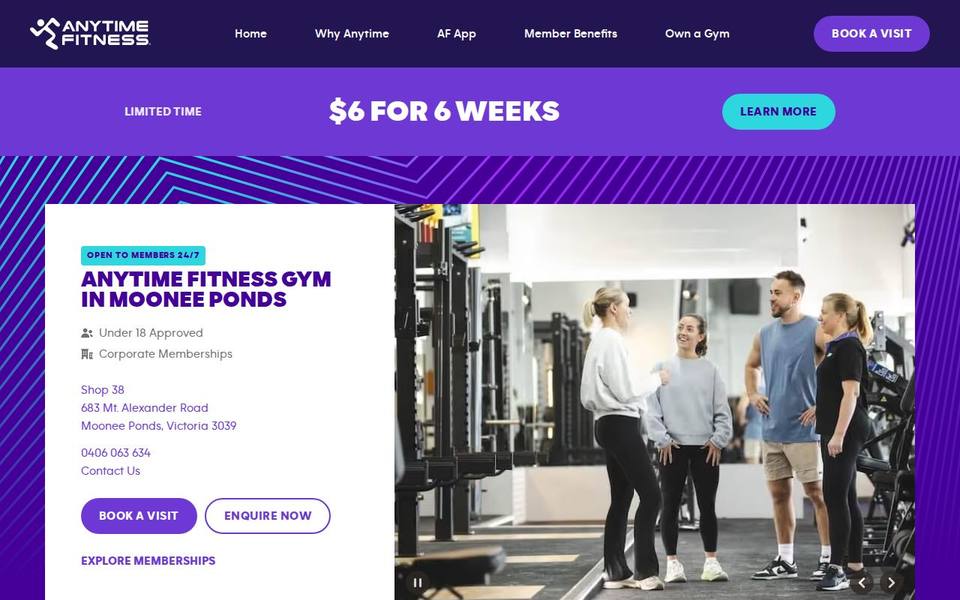 Anytime Fitness Moonee Ponds website