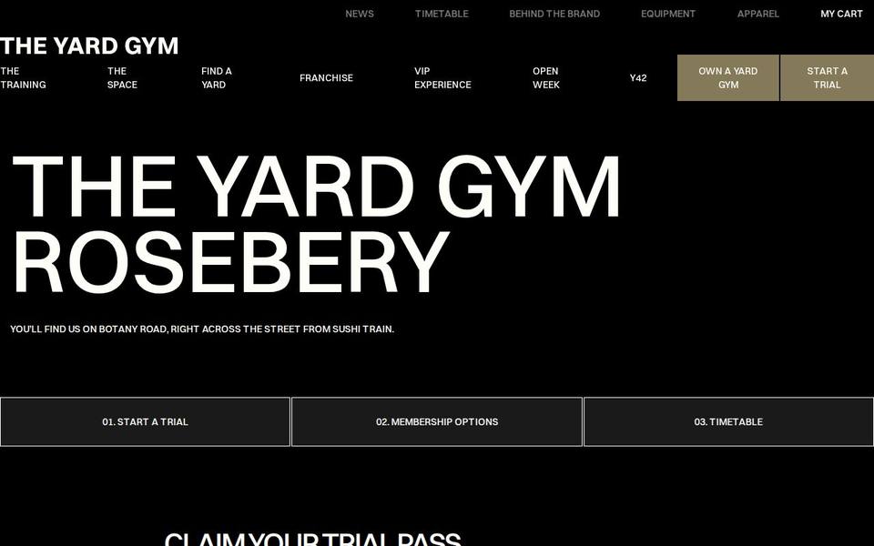 The Yard Gym Rosebery website