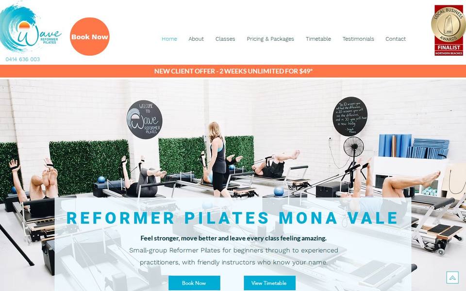 Wave Reformer Pilates website