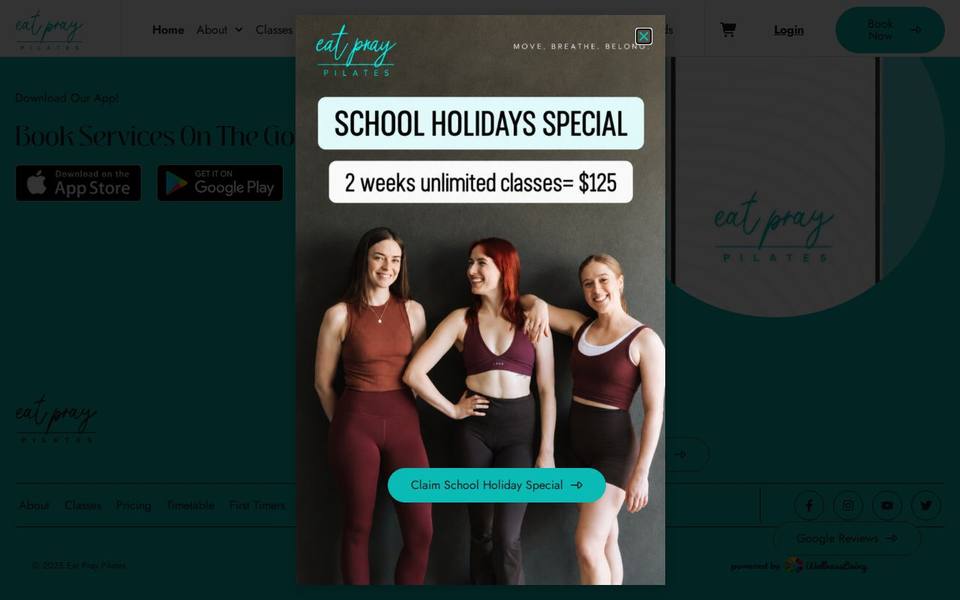Eat Pray Pilates website