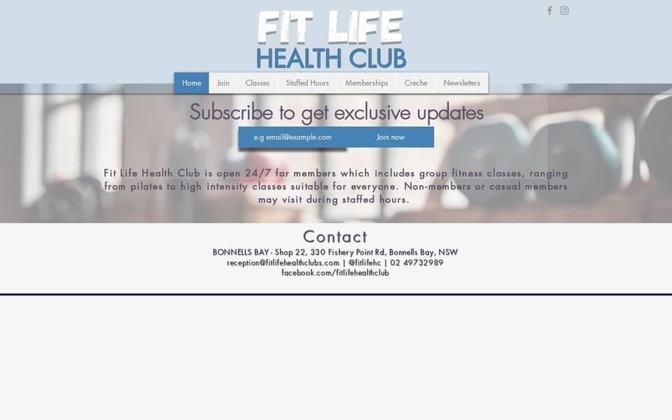 Fit life Health Club website