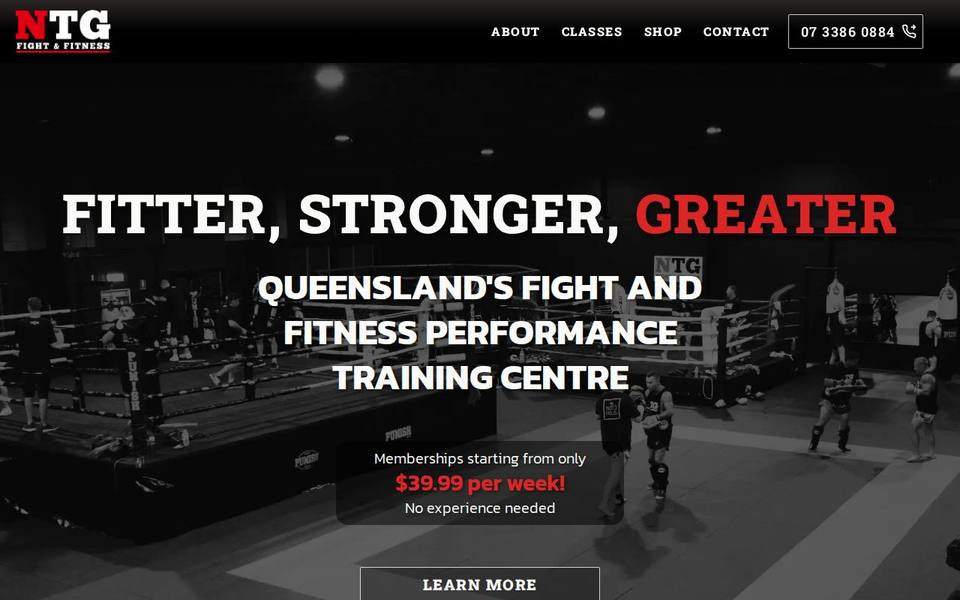 NTG Fight and Fitness website