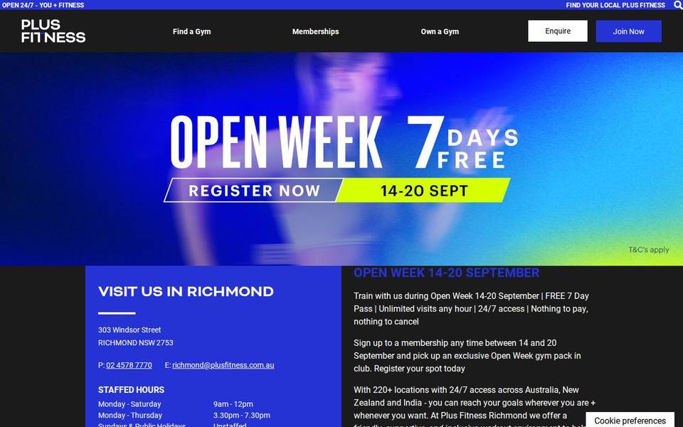 Plus Fitness Richmond website