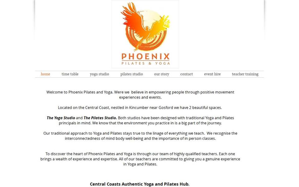 Phoenix Pilates and Yoga website