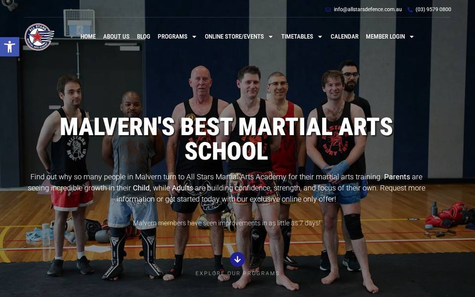 All Stars Martial Arts Academy Malvern website
