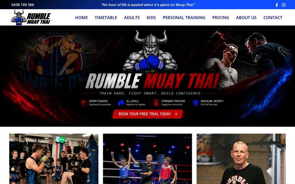 Rumble Muay Thai website