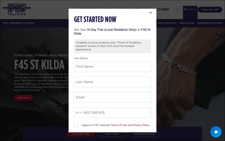 F45 St Kilda website