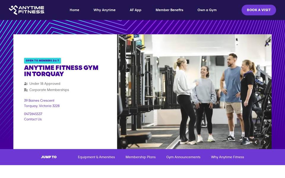 Anytime Fitness Torquay website