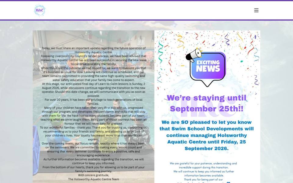 Holsworthy Aquatic Centre website