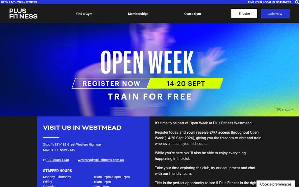 Plus Fitness Westmead website