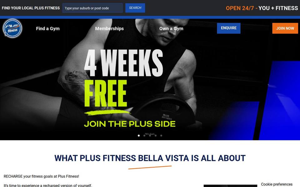 Plus Fitness Bella Vista website