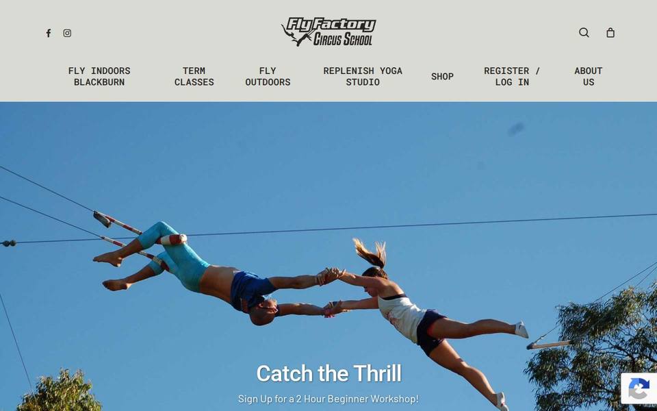 Fly Factory Flying Trapeze & Replenish Aerial Yoga & Pilates website