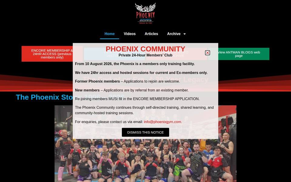 Phoenix Muay Thai and Kickboxing website