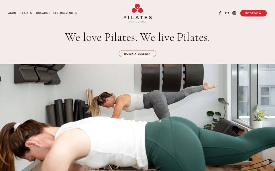 Pilates Canberra website