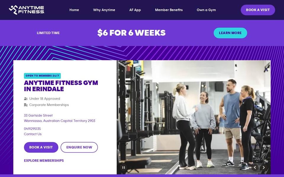 Anytime Fitness Erindale website