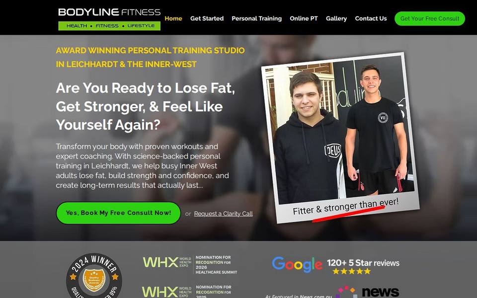 Bodyline Fitness website