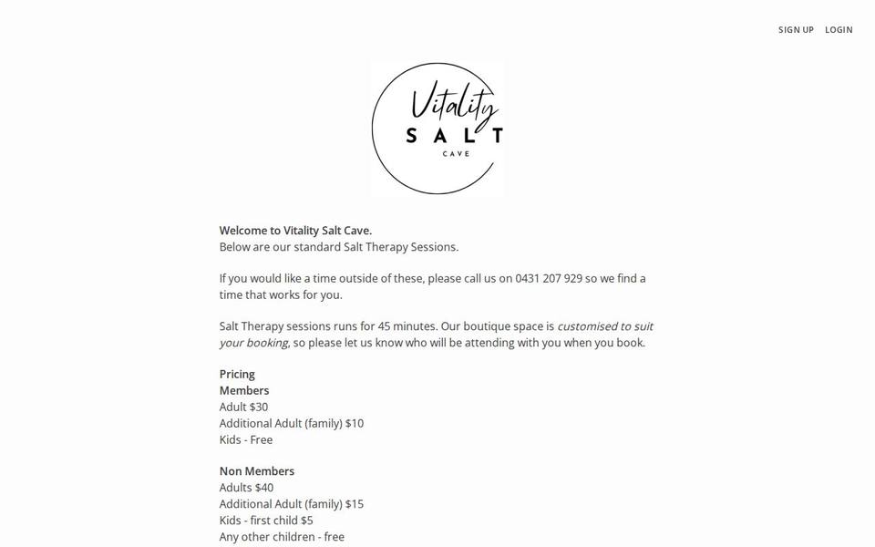 Vitality Health Hub website