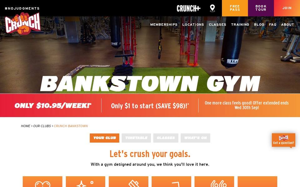 Crunch Fitness Bankstown website