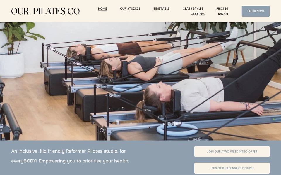 Our Pilates Co website