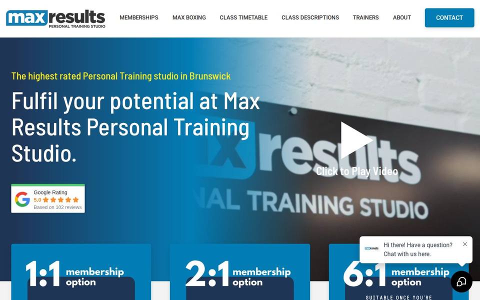 Max Results Personal Training Studio website