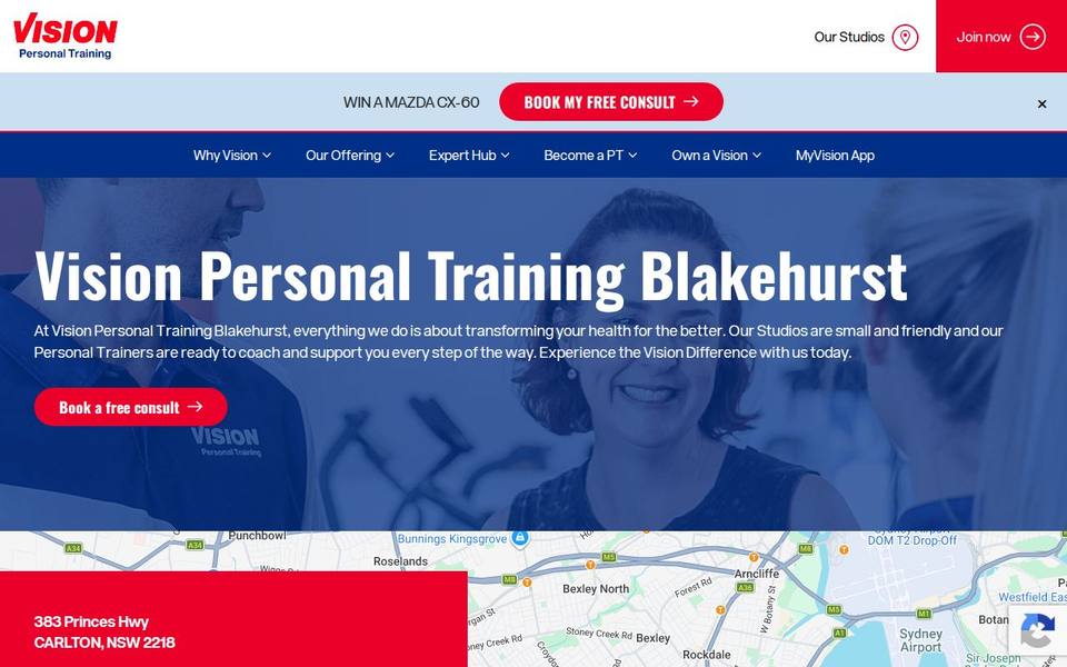 Vision Personal Training Blakehurst website