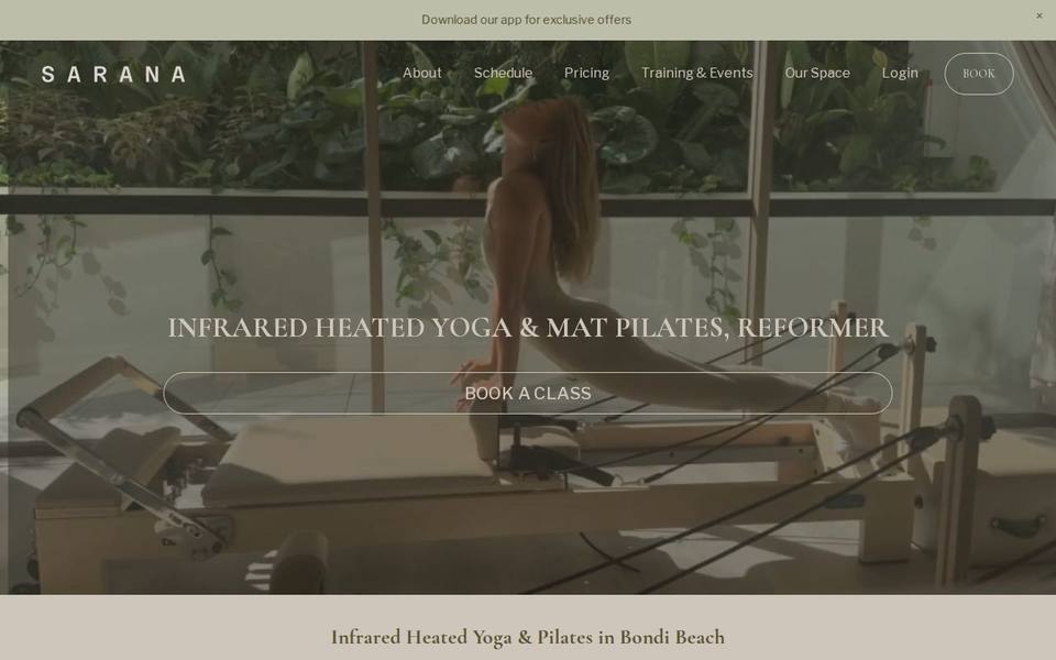 Sarana Bondi - Yoga & Pilates website
