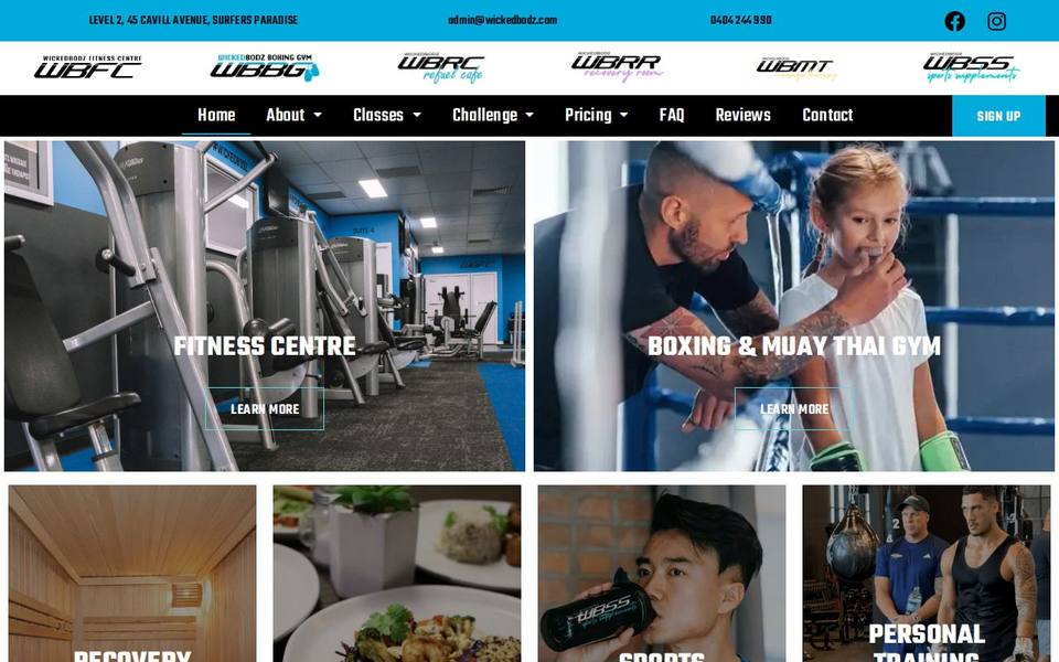 Wickedbodz Boxing Gym website