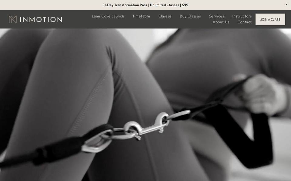 Inmotion Studio Reformer Pilates website