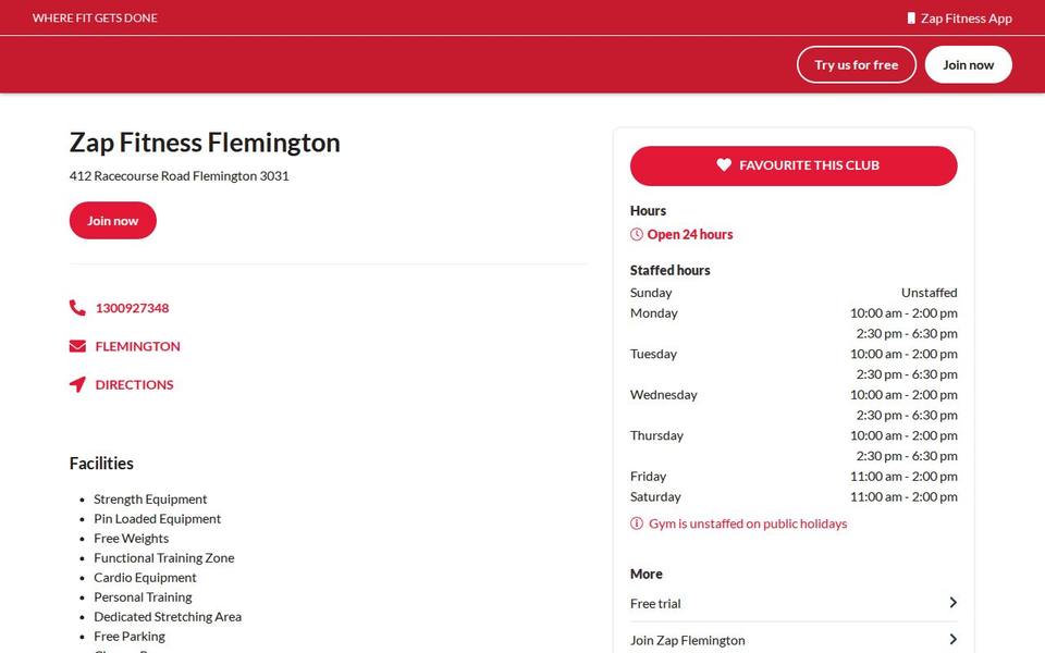 Zap Fitness Flemington website