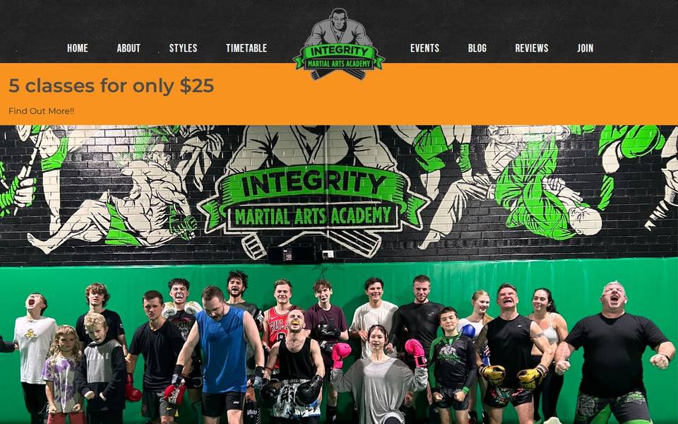 Integrity Martial Arts Academy website