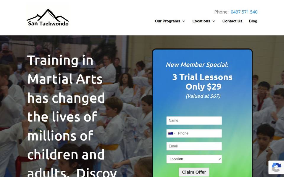 San Taekwondo Training Centre website
