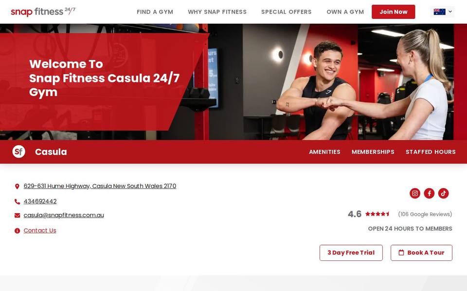 Snap Fitness Casula website