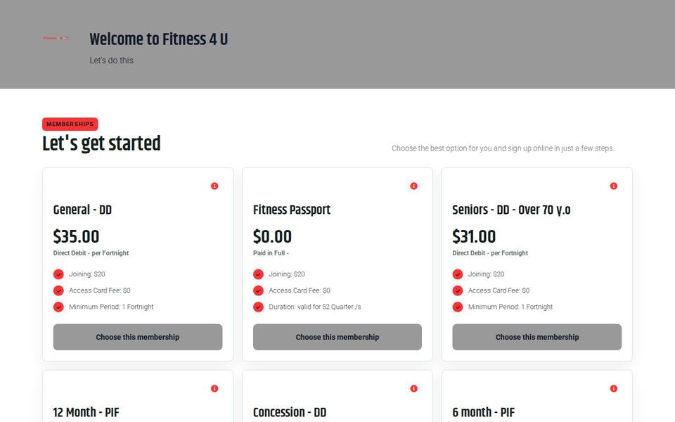 Fitness 4 U website