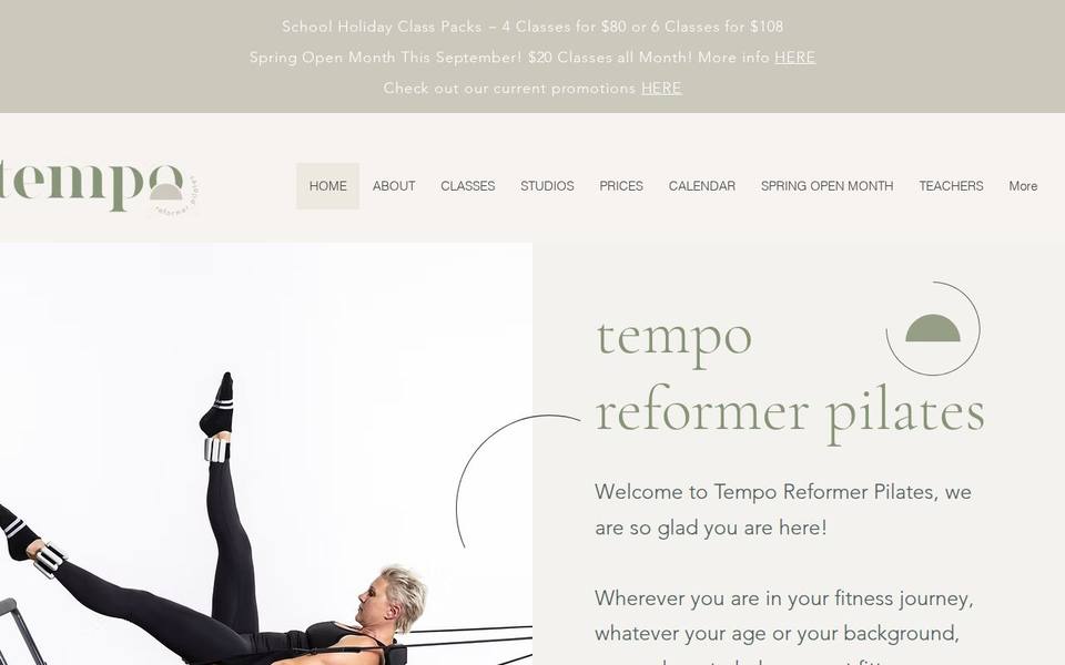 Tempo Reformer Pilates website