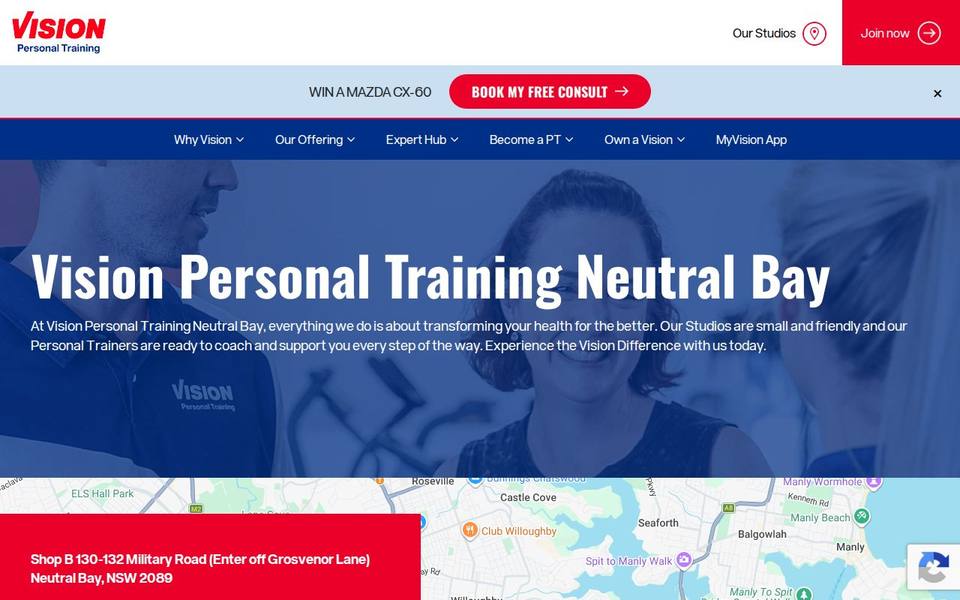 Vision Personal Training Neutral Bay website