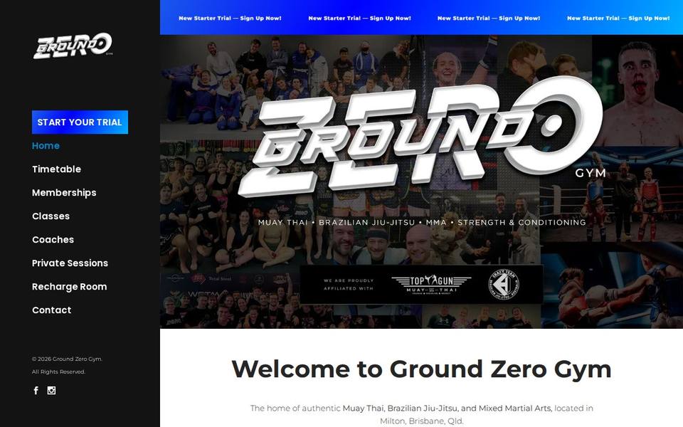 Ground Zero Gym website