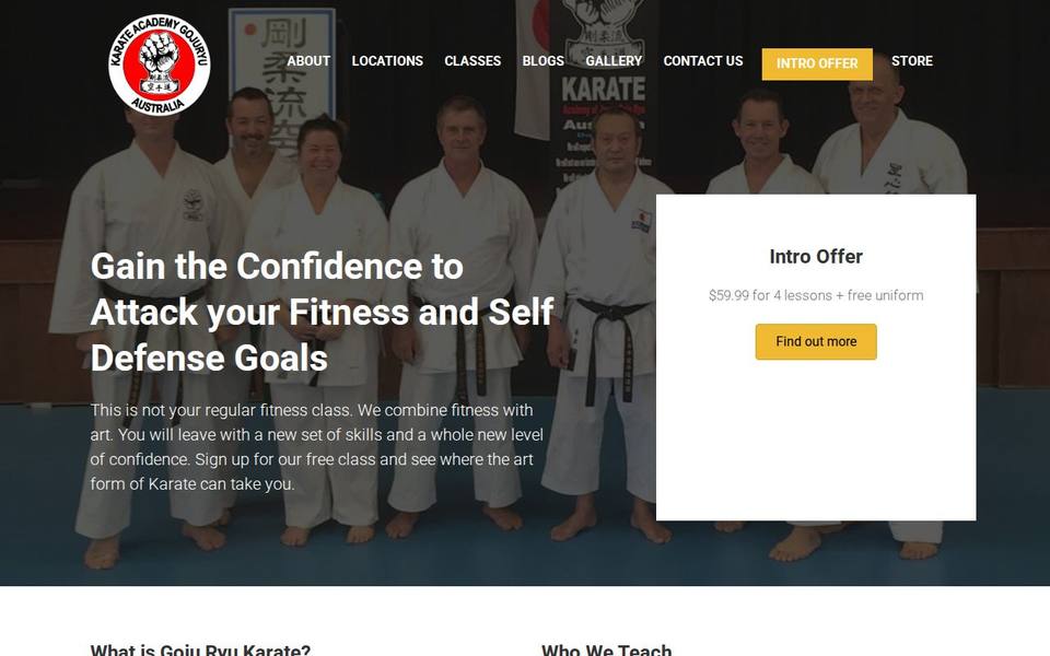 Karate Academy Glebe website