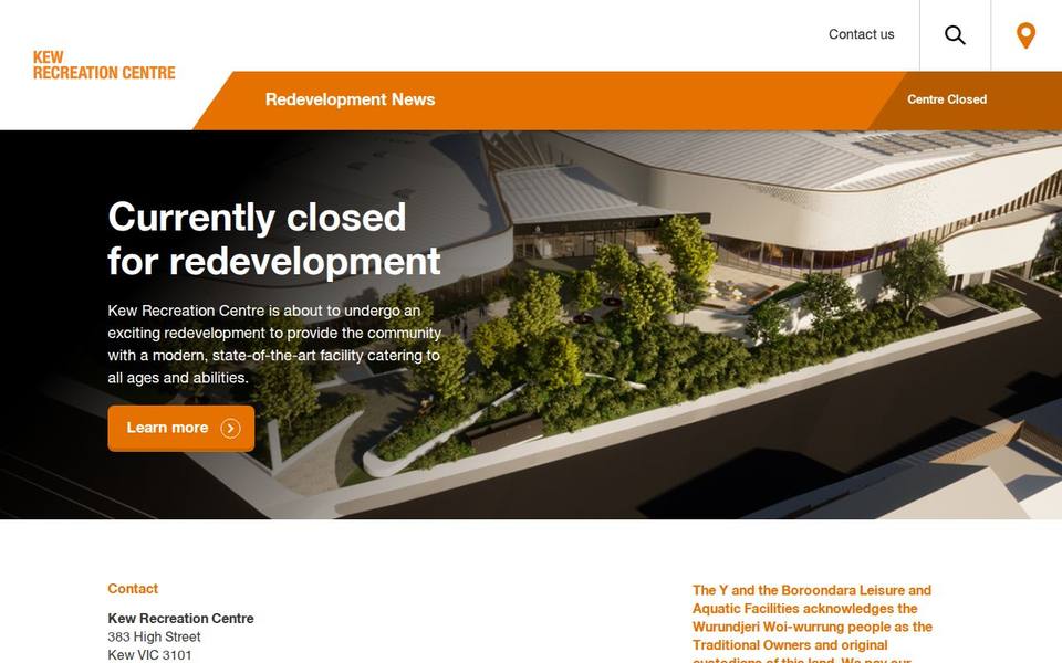 Kew Recreation Centre website