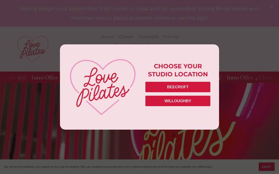 Love Pilates Willoughby website