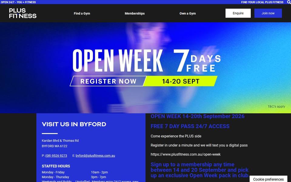 Plus Fitness Byford website