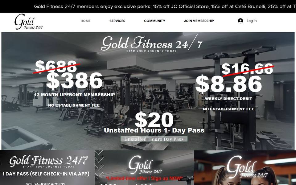 Gold Fitness 24/7 website