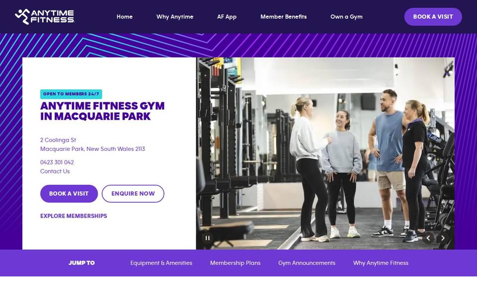 Anytime Fitness Macquarie Park website