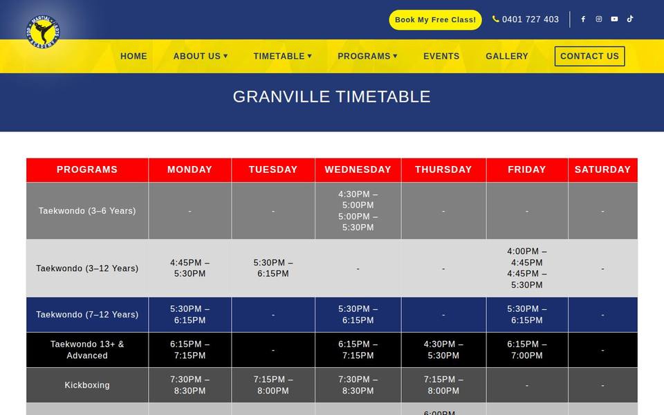 Top Martial Arts Academy Granville website