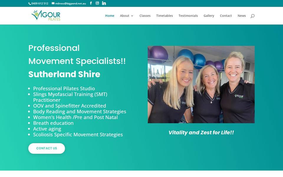 Vigour Pilates website