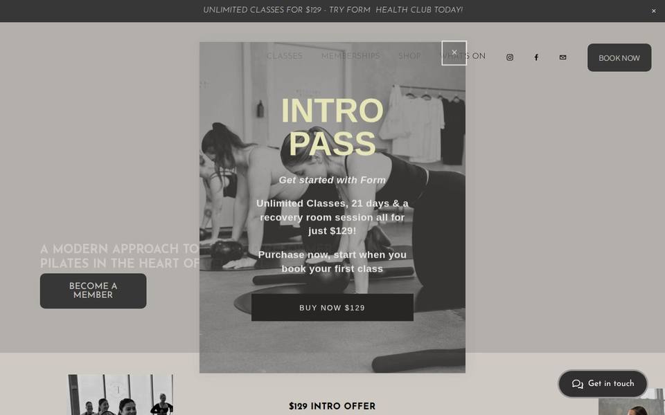 Form Health Club website