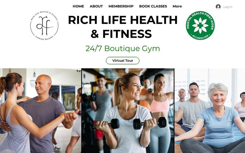 Rich Life Health and Fitness website