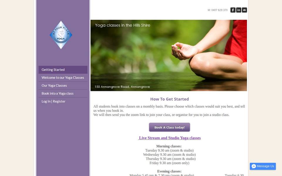 Yoga at Your Place website