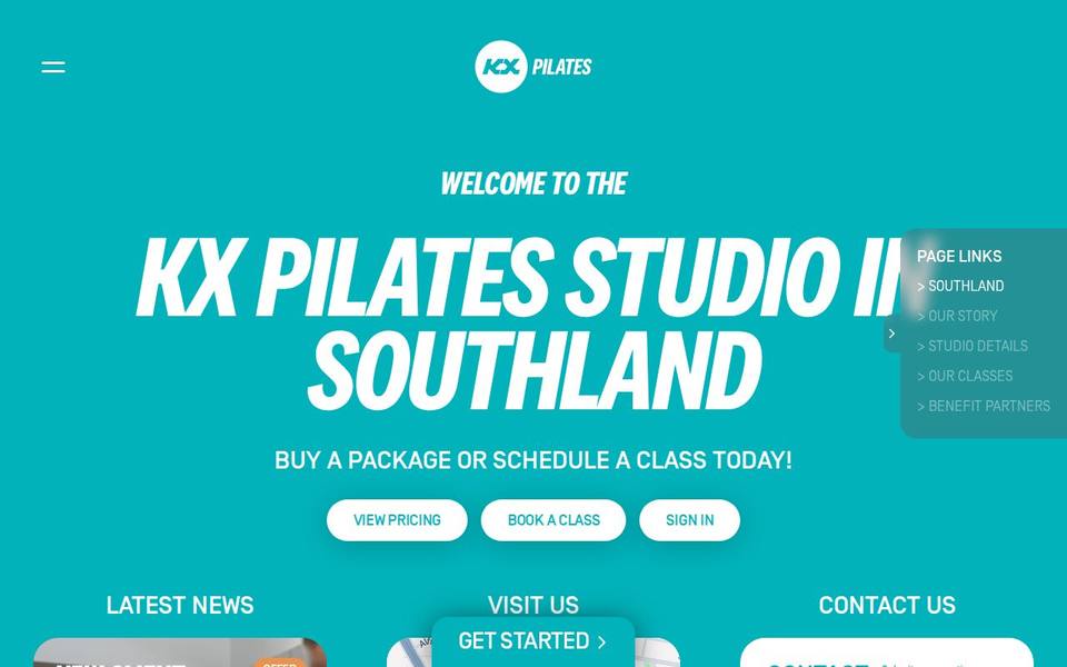 KX Pilates Southland website