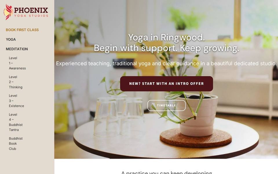 Phoenix Yoga Studios website