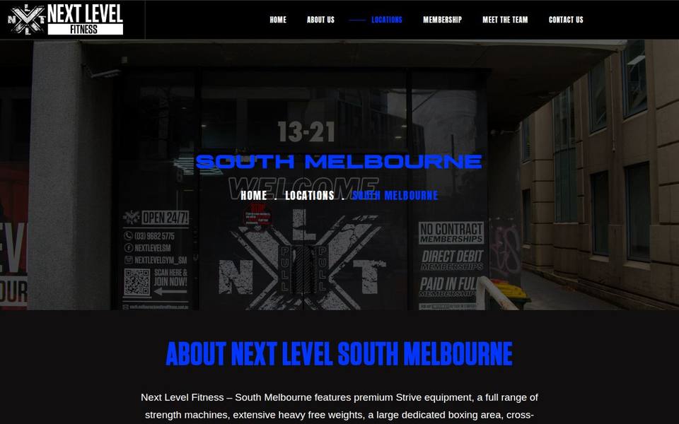 Next Level Fitness South Melbourne website